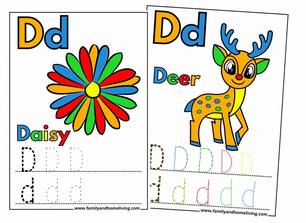 D Letter Coloring Pages and Worksheets