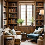 Home library room in a cottage design style