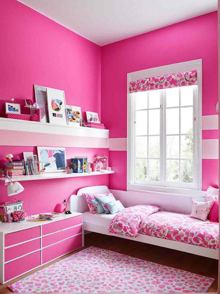 Hot pink girls bedroom