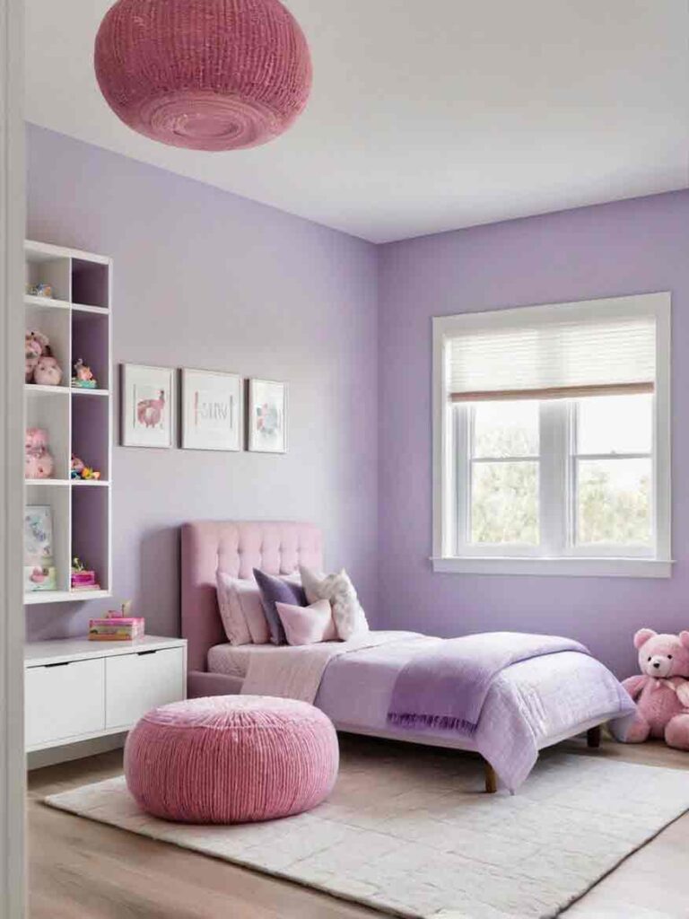 Pink and purple girls bedroom idea