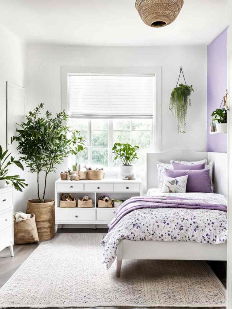 White and purple girls bedroom