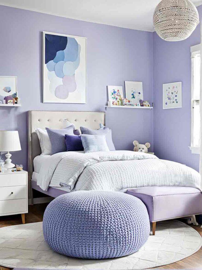 Soft purple and blue girls bedroom idea