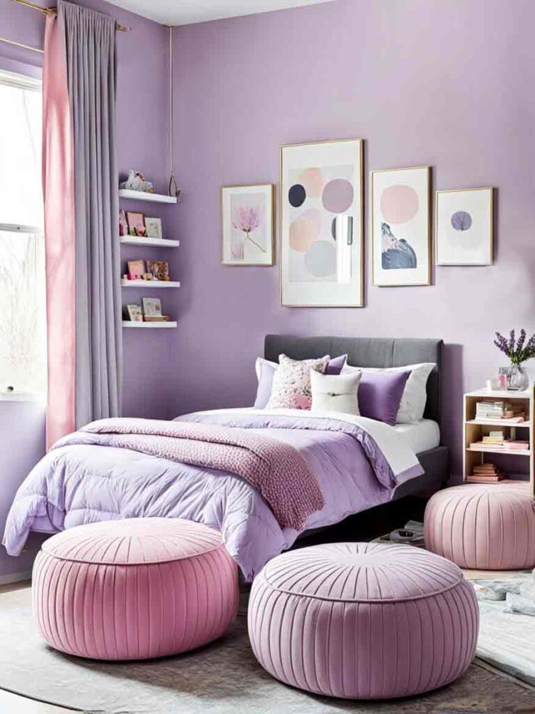 Lavender and pink teens bedroom idea