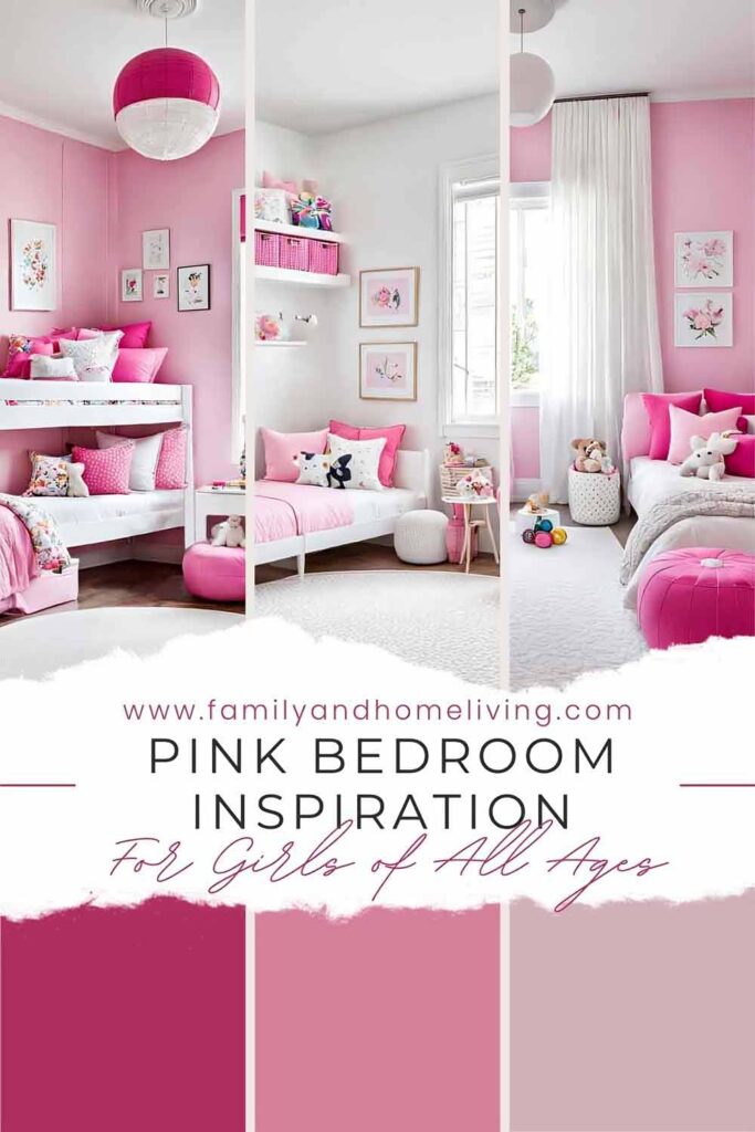 Girls pink bedroom ideas Pinterest pin