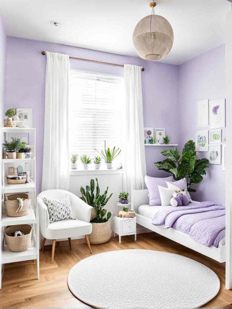 Soft lavender kids bedroom idea