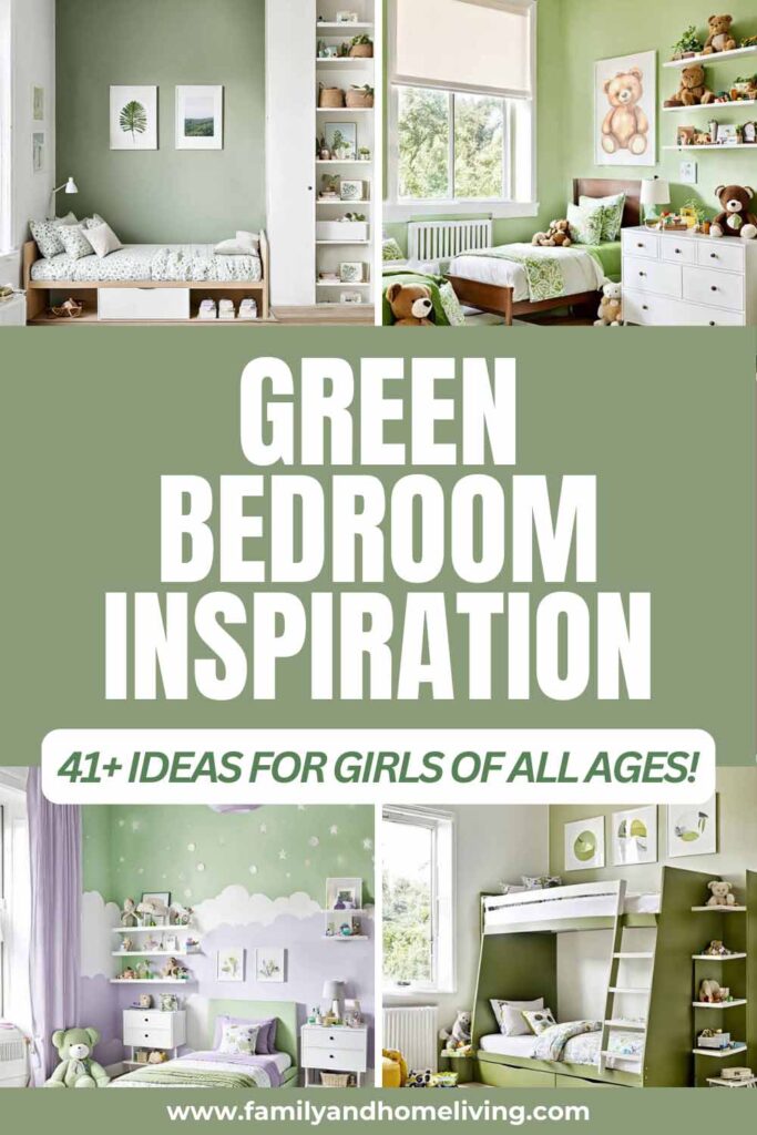 Pinterest pin for girls green bedrooms