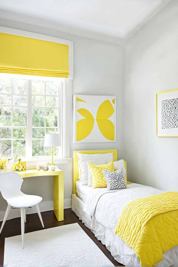 White and yellow girls bedroom