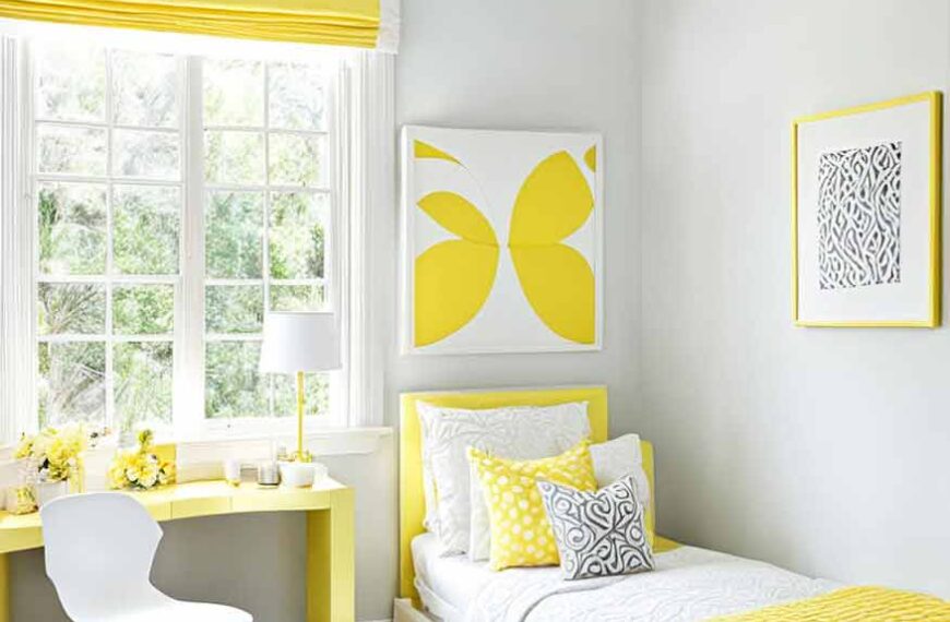 White and yellow girls bedroom