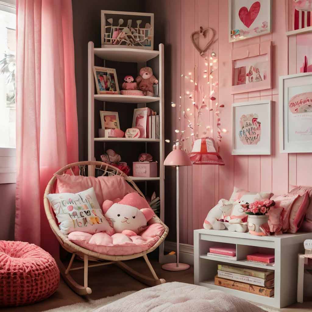 Kids valentine's day bookshelf and reading corner ideas header