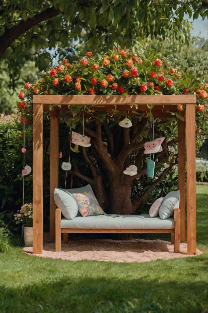 21+ Instagram-Inspired Garden Reading Nook Ideas For Kids 9 wooden pergola kids outdoor reading space idea